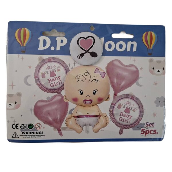 006dfb82-2ccd-45df-abdd-1665b893336f بادکنک فویلی طرح نوزاد دختر مجموعه 5 عددی برند ( دکتر بالن ) - Image 1