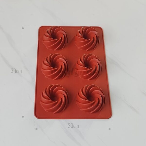 قالب سیلیکون 6 خانه دسری پیچ شیفوندار متوسط - Image 4