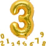بادکنک فویلی عدد سه (3) طلایی متالیک سایز 32 اینچ