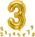بادکنک فویلی عدد سه (3) طلایی متالیک سایز 32 اینچ