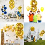 بادکنک فویلی عدد هشت (8) طلایی متالیک سایز ۳۲ اینچ - Image 3