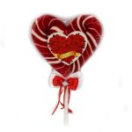 شکلات چوبی قلب قرمز سفید-