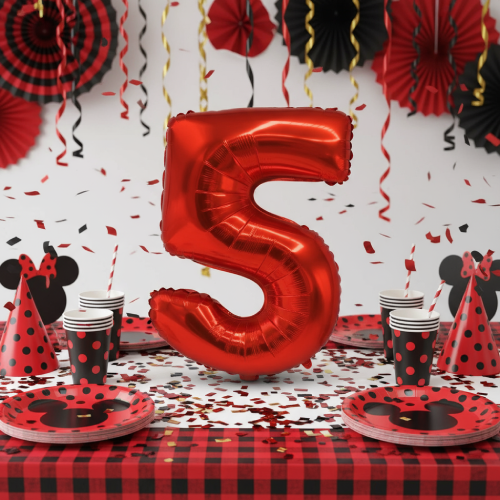 بادکنک فویلی عدد ۵ قرمز