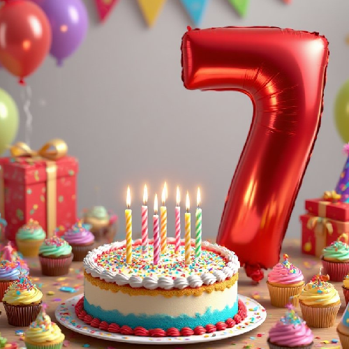 بادکنک فویلی عدد ۷ قرمز