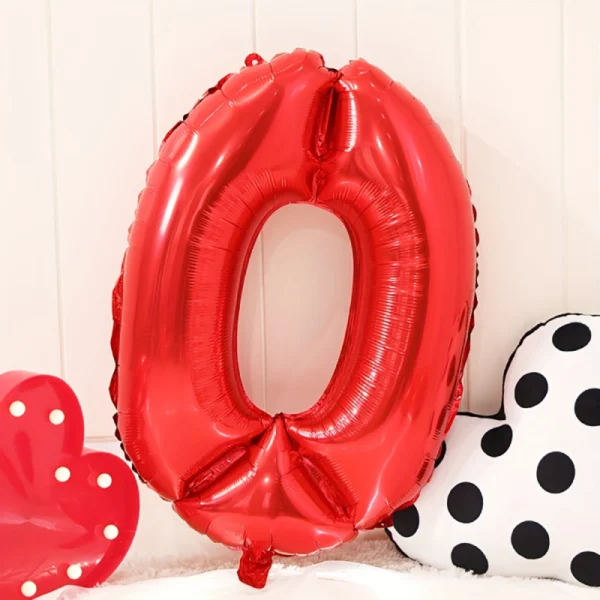 بادکنک فویلی عدد صفر قرمز (0)