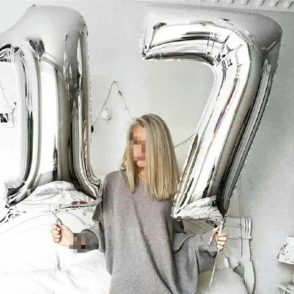 بادکنک فویلی عدد ۷ نقره ای