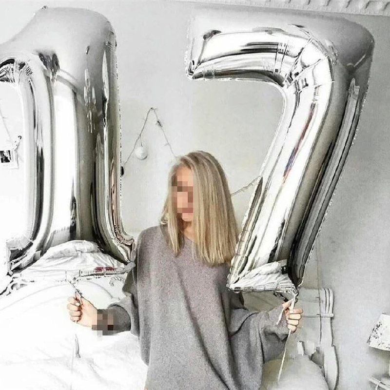 بادکنک فویلی عدد ۷ نقره ای