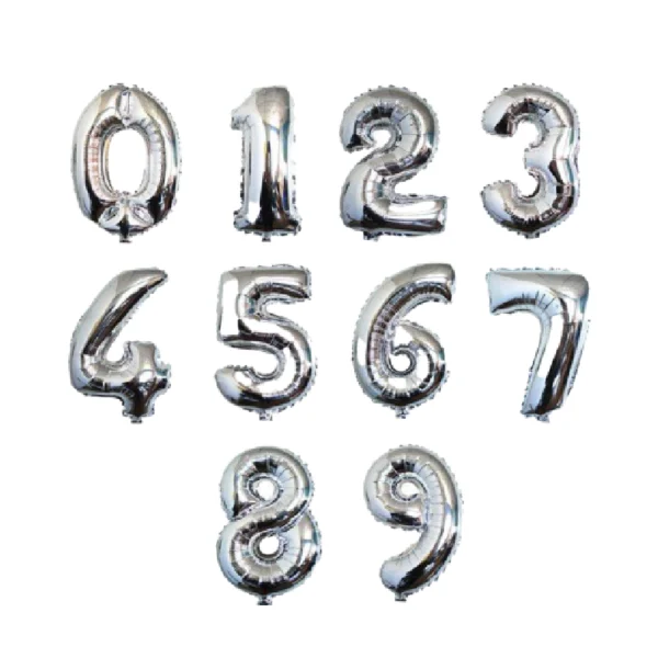 بادکنک فویلی عدد ۴ نقره‌ای