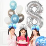 بادکنک فویلی عدد ۸ نقرهای