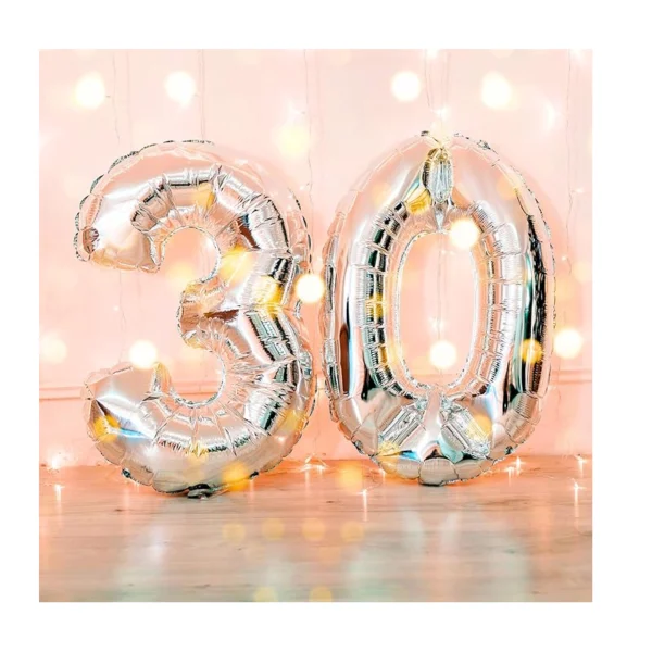 بادکنک فویلی عدد ۳ نقره‌ای