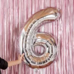 بادکنک فویلی عدد شش نقرهای