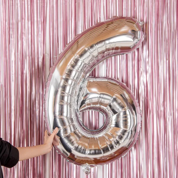 بادکنک فویلی عدد شش نقره‌ای