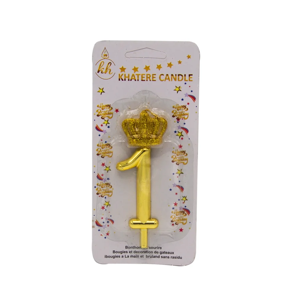 شمع عدد یک طلایی تاج دار