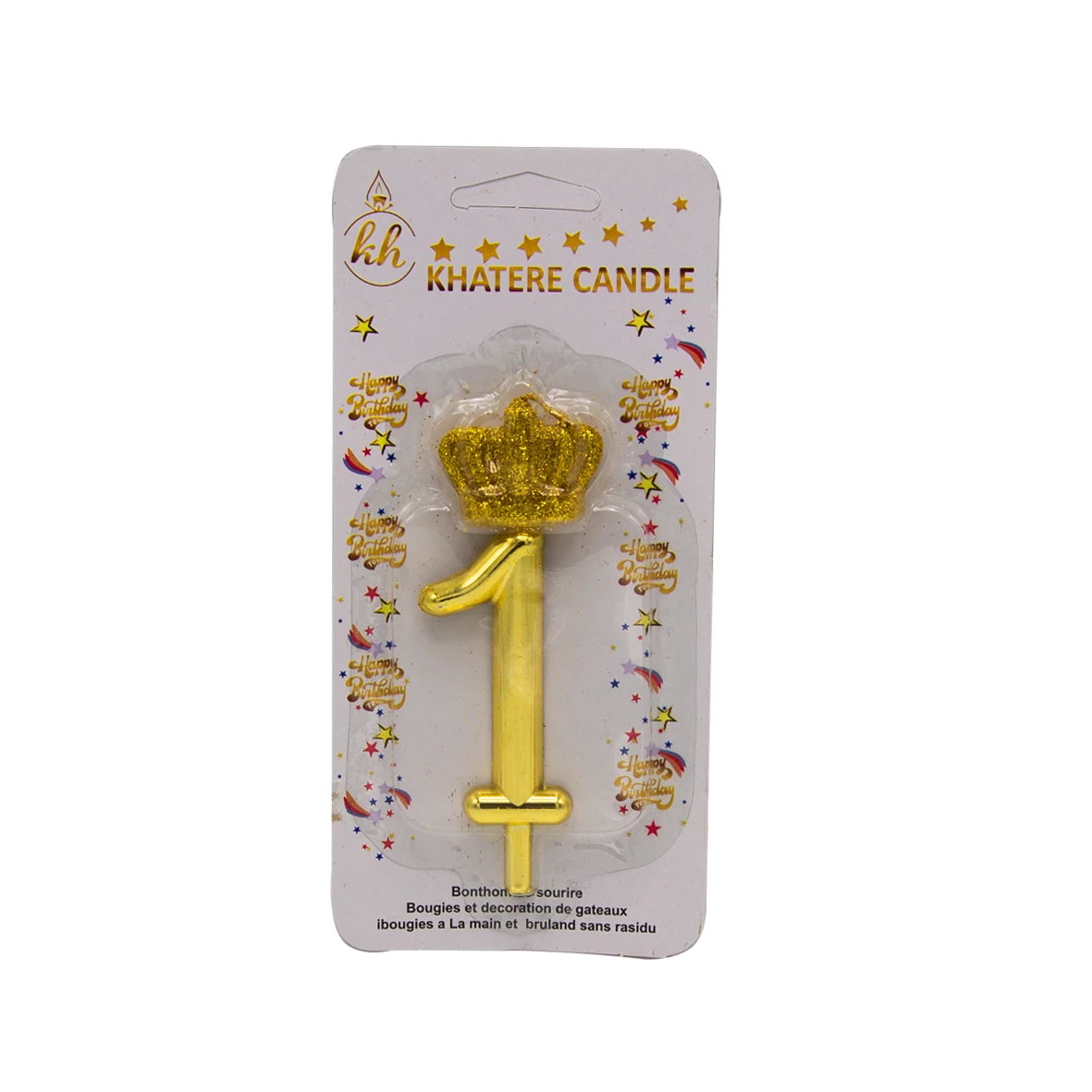 شمع طلايي يك شمع عدد یک طلایی تاج دار