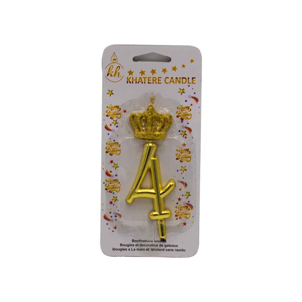 شمع عدد 4 طلایی تاج دار