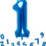 بادکنک فویلی عدد یک (1) آبی متالیک سایز 32 اینچ