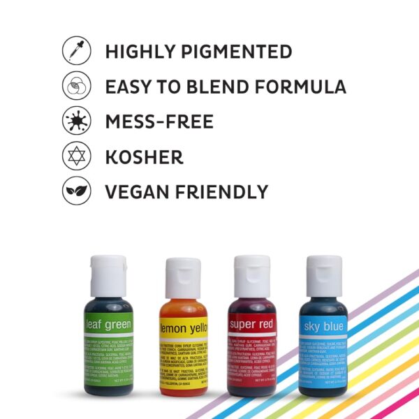 رنگ خوراکی کیت ۴ رنگ پایه آب Chefmaster - Image 6