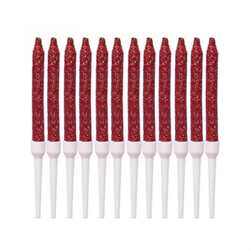 شمع تولد اکلیلی قرمز کوتاه ۱۲ عددی