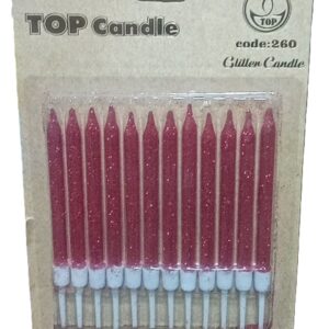 شمع اکلیلی قرمز کوتاه ۱۲ عددی تاپ کندل (Top Candle)
