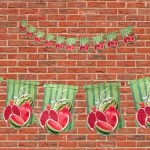 ریسه پرچم هندوانه انار قاچ 10 برگی سبز یلدا - Image 2