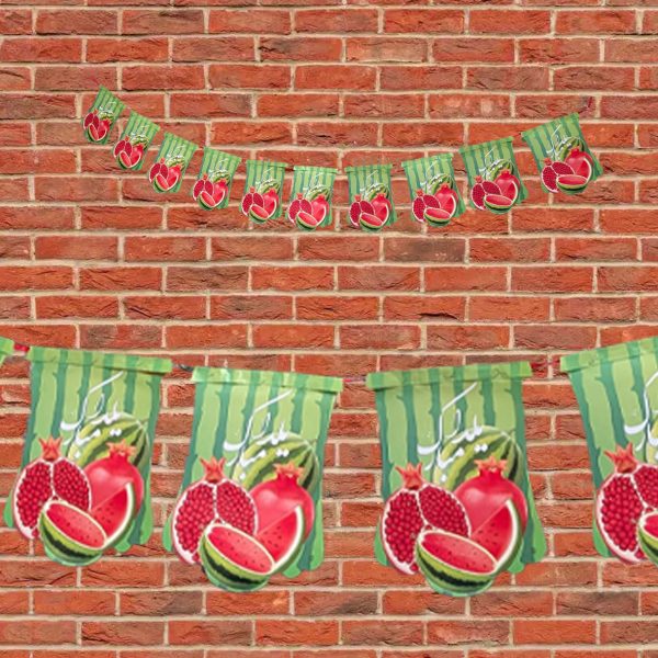 ریسه سبز یلدایی طرح قاچ انار و هندوانه 10 برگی - Image 2