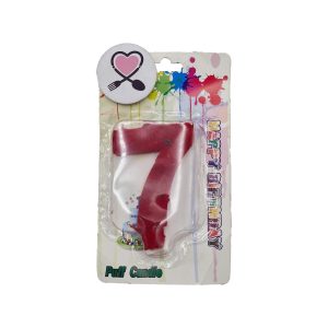 شمع مخملی عدد 7 قرمز