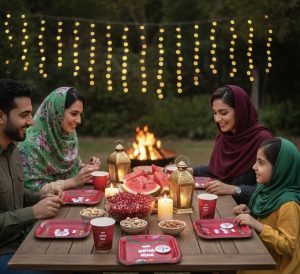 ست پیش‌دستی و لیوان کاغذی طرح شب یلدا 