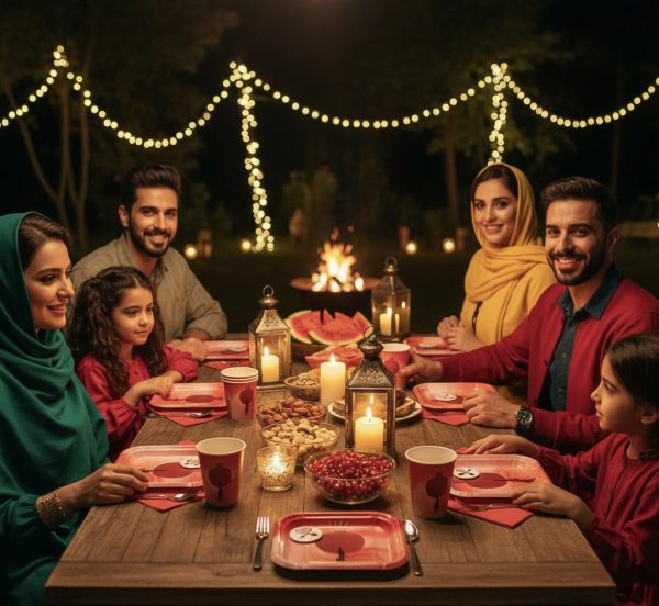 پیش‌دستی و لیوان یلدایی طرح انار