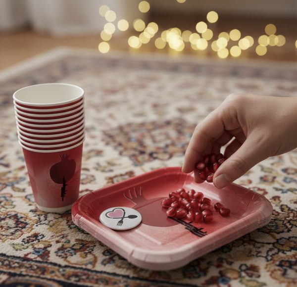 پیش‌دستی و لیوان یلدایی طرح انار