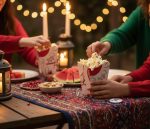 ظرف پاپکورن یلدایی طرح انار زمینه سفید