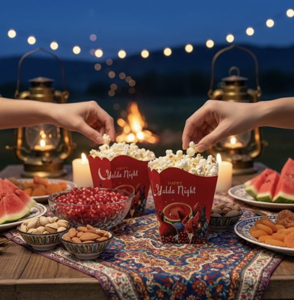 ظرف پاپکورن با نوشته Yalda Night