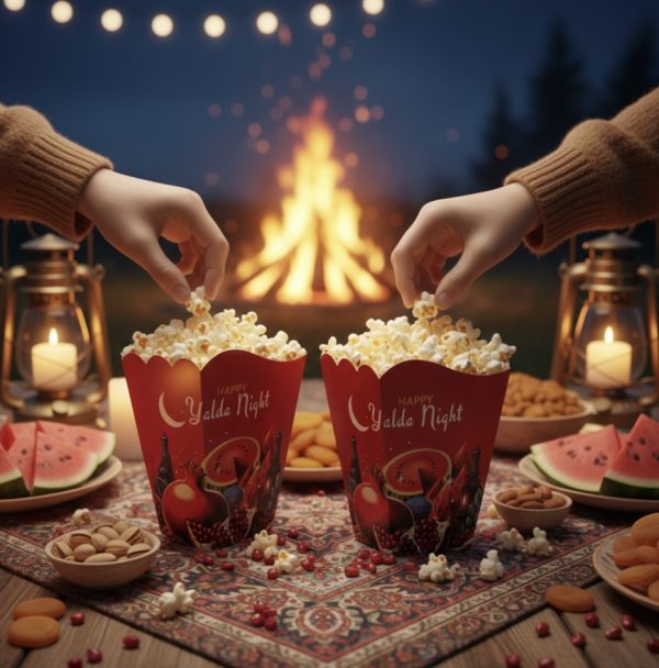 ظرف پاپکورن با نوشته Yalda Night