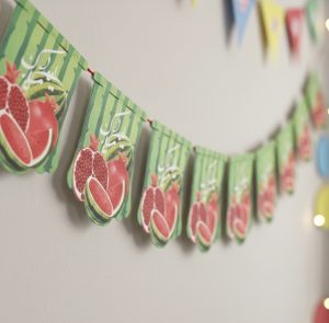 ریسه سبز یلدایی طرح قاچ انار و هندوانه 10 برگی 