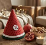 کلاه نمدی قرمز طرح هندوانه