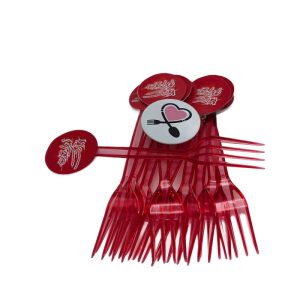 چنگال یلدا مبارک قرمز 10 عددی