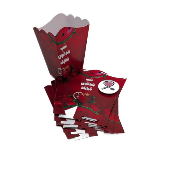 PXL_20251125_163340453 ظرف پاپ کورن قرمز یلدایی 10 عددی کد 8 - Image 1