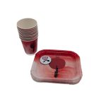 بشقاب پیش دستی و لیوان انار قرمز 20 عددی کد 5