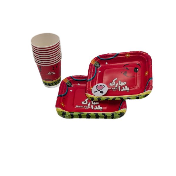 بشقاب و لیوان طرح صورتک شب یلدا 20 عددی کد 6 - Image 2