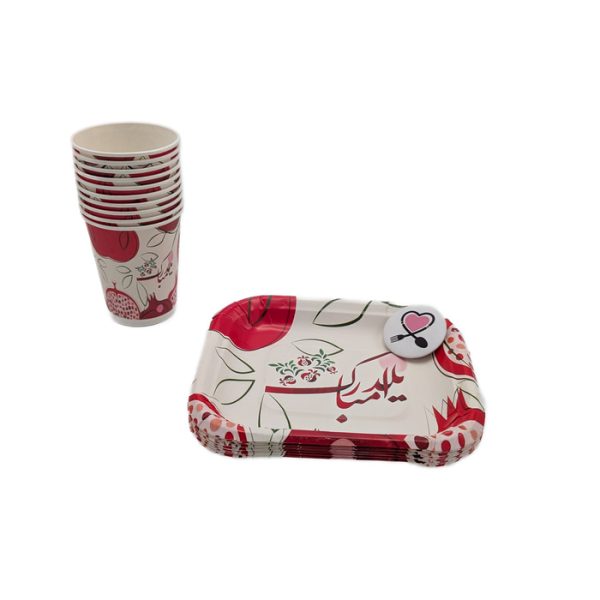 بشقاب و لیوان زمینه سفید یلدا 20 عددی کد 2 - Image 1