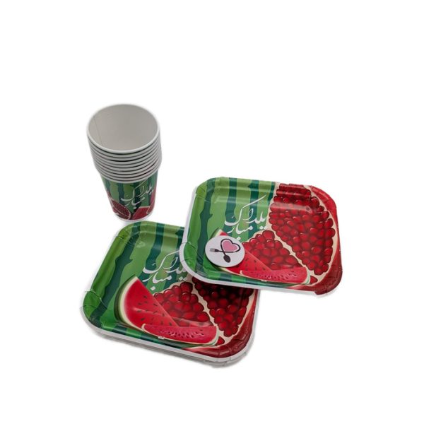 بشقاب و لیوان طرح انار و هندوانه 20 عددی کد 1 - Image 3