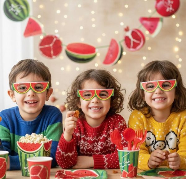 عینک مقوایی تم یلدا طرح انار و هندوانه