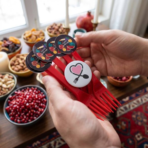 چنگال یلدایی پرتقال و هندوانه و انار 10 عددی