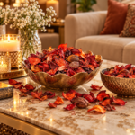 گل خشک تزئینی قرمز و نارنجی ۱۰۰ گرمی