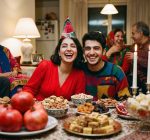 خرید کلاه بوقی تم هندوانه با زمینه رنگی (کد ۶۰۰) | لوازم جشن یلدا