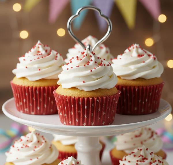 کپسول کاپ کیک قرمز ستاره ای - تزیین حرفه ای کیک های تک نفره