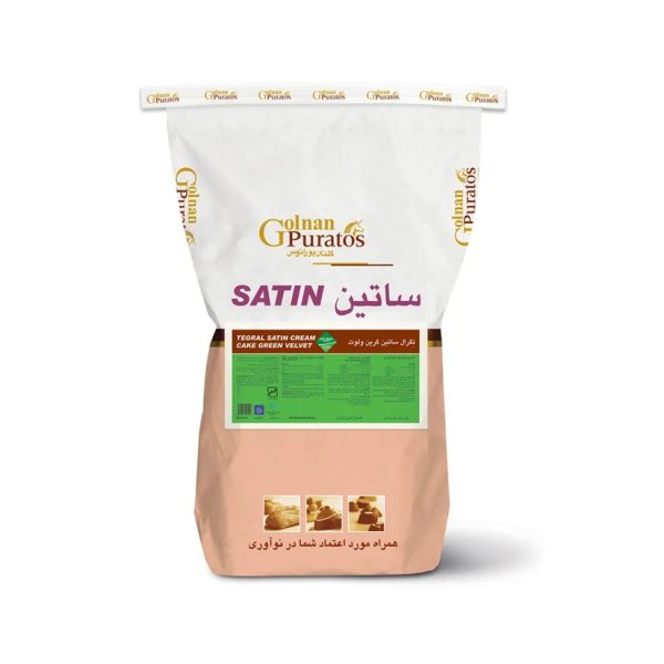 تگرال ساتین کرم کیک گرین ولوت گلنان پوراتوس - Image 1