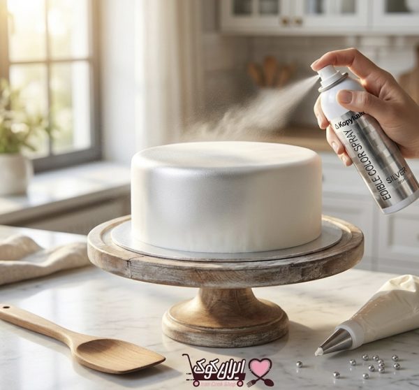 اسپری خوراکی متالیک نقره‌ ای کپی کیک