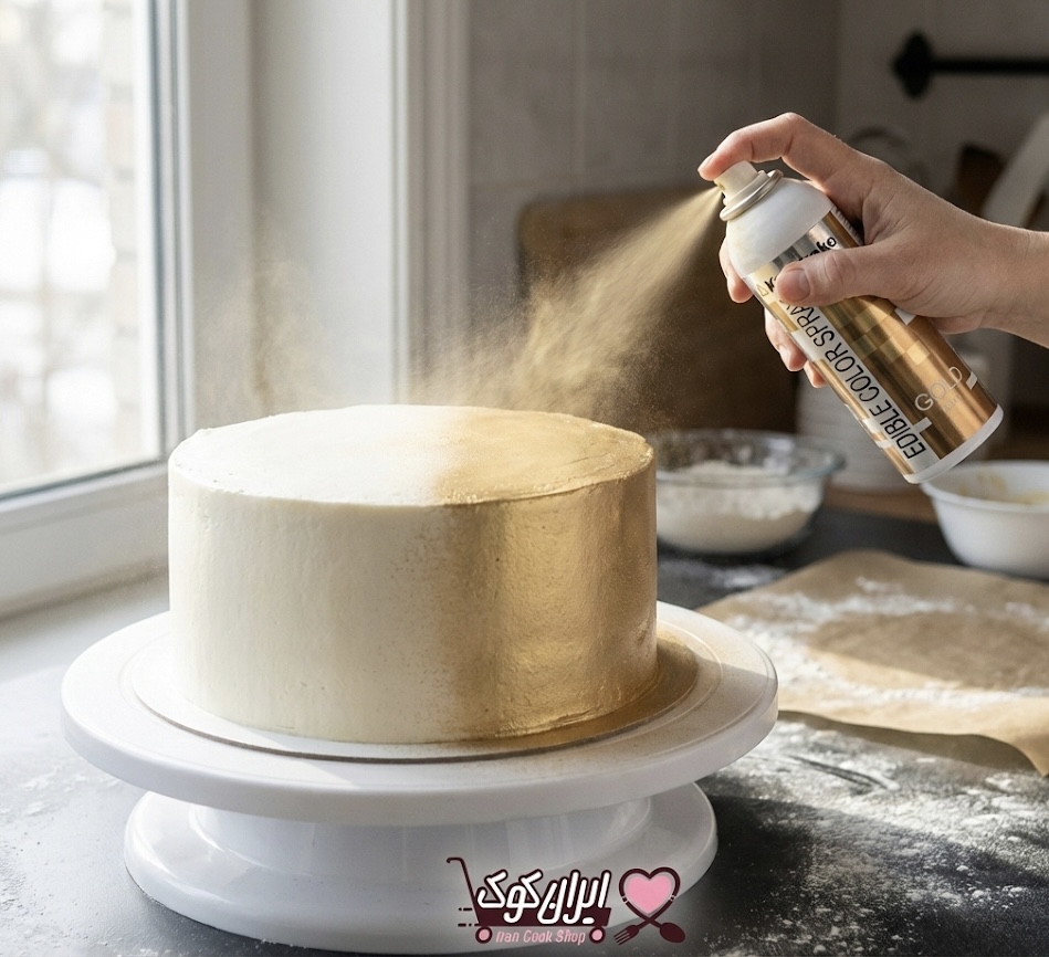 اسپری خوراکی متالیک طلایی کپی کیک