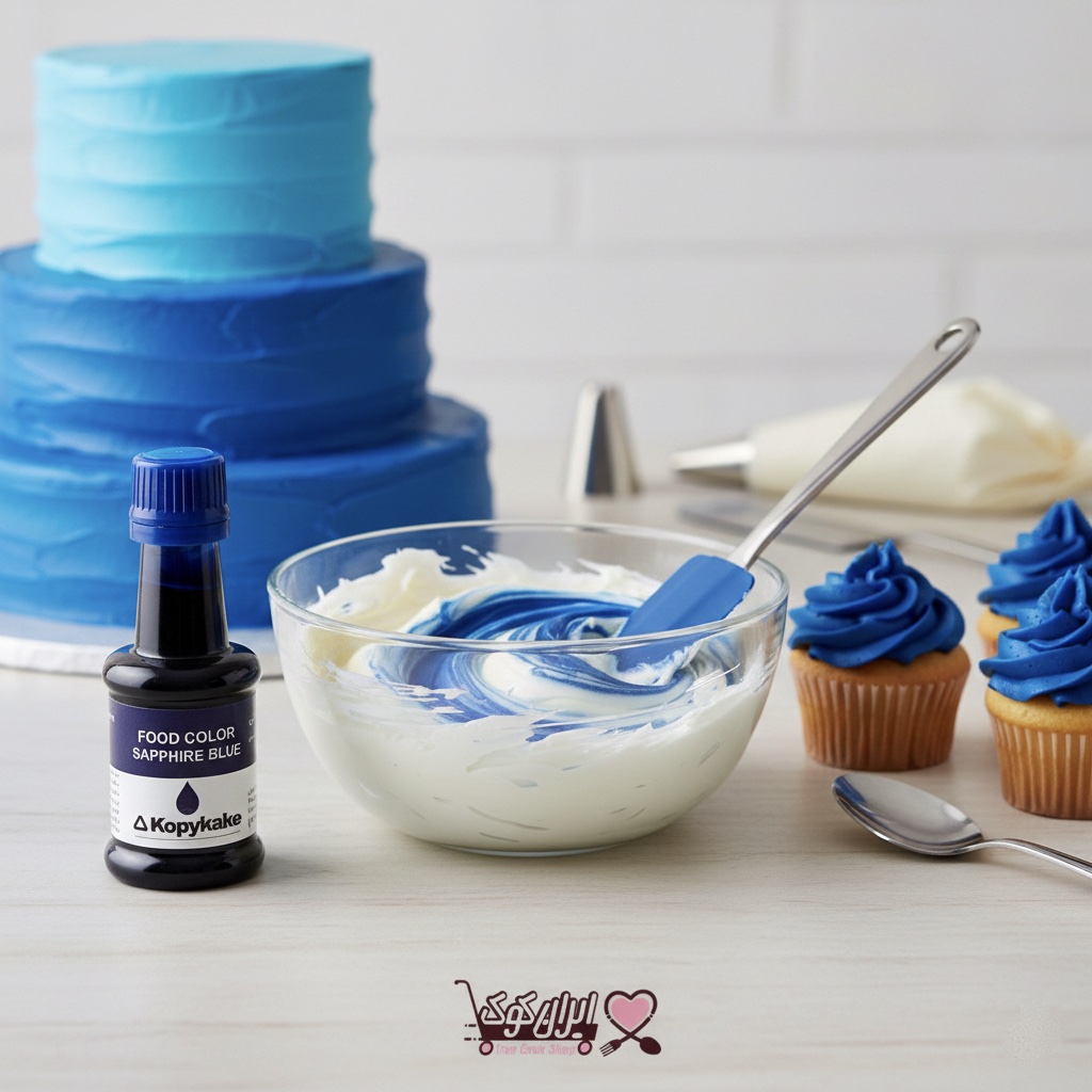 رنگ خوراکی مایع آبی یاقوتی (Sapphire Blue) کپی کیک