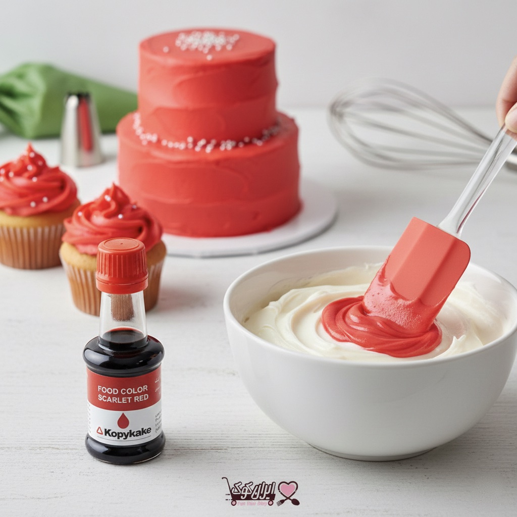 رنگ خوراکی مایع قرمز اسکارلت (Scarlet Red) کپی کیک